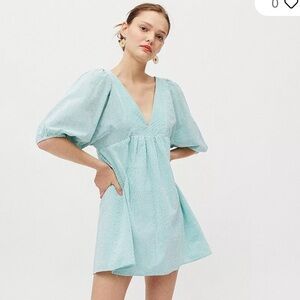 Urban outfitters Elegant Light Blue Puff Sleeve Dress
